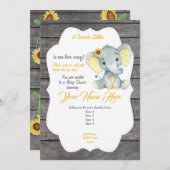 Gele Grijze Olifant Uitnodiging Bewerkbaar (Voorkant / Achterkant)