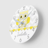 Gele Grijze Owl Nursery Wall klok (Hoek)