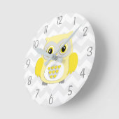 Gele Grijze Owl Nursery Wall klok (Hoek)
