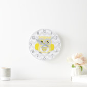 Gele Grijze Owl Nursery Wall klok (Huis)