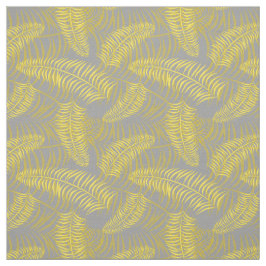 Gele Grijze Palm Leaf Print Stof