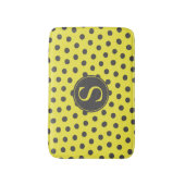 Gele & Grijze Polka Dots met Aangepaste Monogram Badmat (Voorkant Verticaal)