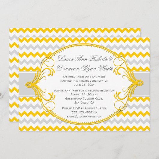 Gele grijze rondjes Lijst Chevron Kaart (Voorkant / Achterkant)