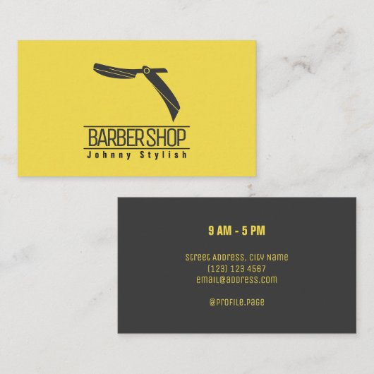 Gele grijze scheerlaag visitekaartje (Voorkant / Achterkant)