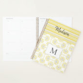 Gele Grijze Strepen Bij Trendy Monogram Planner (Display)