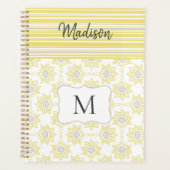 Gele Grijze Strepen Bij Trendy Monogram Planner (Voorkant)