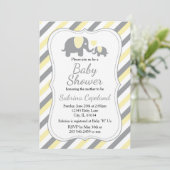 Gele & Grijze Strepen Olifant  | Baby Shower Kaart (Staand voorkant)