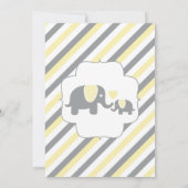 Gele & Grijze Strepen Olifant  | Baby Shower Kaart (Achterkant)