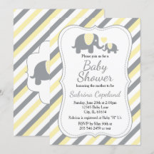 Gele & Grijze Strepen Olifant  | Baby Shower