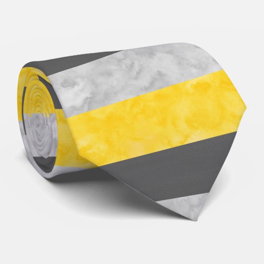 Gele grijze strepen stropdas (Opgerold)
