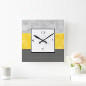 Gele grijze strepen vierkante klok (Huis)