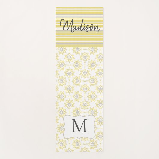 Gele grijze stripes bije Trendy Monogram Yoga Mat (Voorkant)
