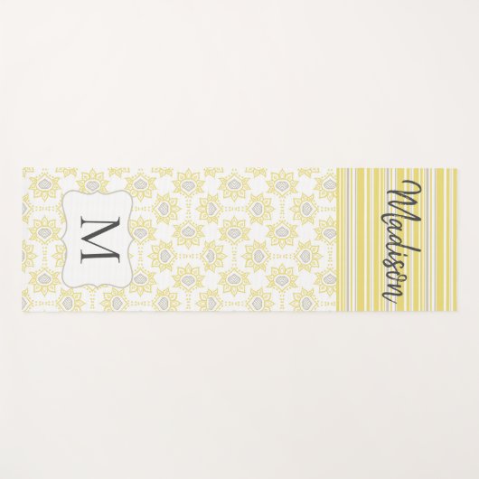 Gele grijze stripes bije Trendy Monogram Yoga Mat (Voorkant (horizontaal))