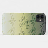 Gele grijze verloop bladpatroon gepersonaliseerd Case-Mate iPhone case (Achterkant (horizontaal))