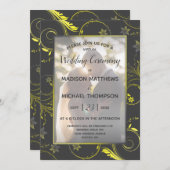 Gele grijze virtuele bruiloft Livestream Weddensch Kaart (Voorkant / Achterkant)