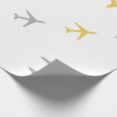 Gele grijze vliegtuigen cadeaupapier (Hoek)