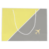 Gele grijze vliegtuigen groot cadeauzakje (Achterkant)