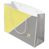 Gele grijze vliegtuigen groot cadeauzakje (Achterkant Gekanteld)