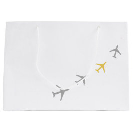 Gele grijze vliegtuigen groot cadeauzakje