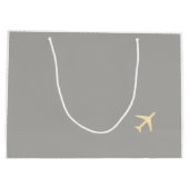 Gele grijze vliegtuigen groot cadeauzakje (Achterkant)