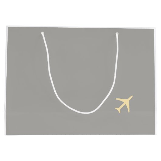 Gele grijze vliegtuigen groot cadeauzakje (Achterkant)