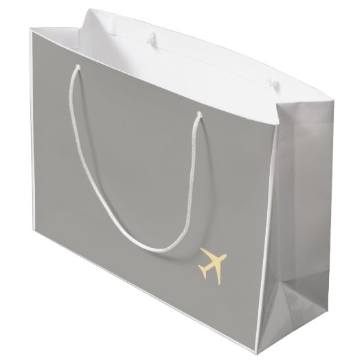 Gele grijze vliegtuigen groot cadeauzakje (Achterkant Gekanteld)