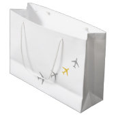 Gele grijze vliegtuigen groot cadeauzakje (Voorkant Gekanteld)