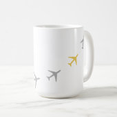 Gele grijze vliegtuigen koffiemok (Voorkant rechts)