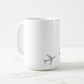 Gele grijze vliegtuigen koffiemok (Voorkant links)