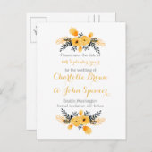 gele grijze waterverf florale behalve de datums aankondigingskaart (Voorkant / Achterkant)