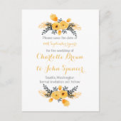 gele grijze waterverf florale behalve de datums aankondigingskaart (Voorkant)