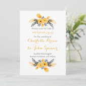 gele grijze waterverf florale behalve de datums save the date (Staand voorkant)