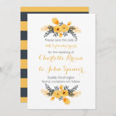 gele grijze waterverf florale behalve de datums save the date (Voorkant / Achterkant)