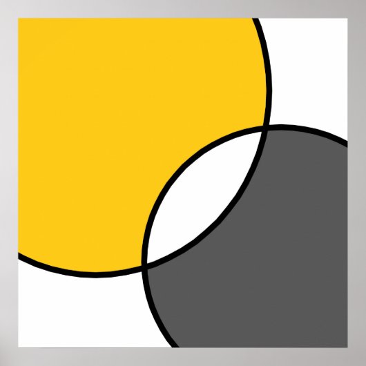 Gele grijze witte cirkels poster (Voorkant)