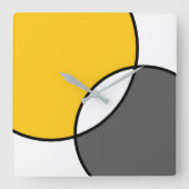 Gele grijze witte cirkels vierkante klok (Voorkant)