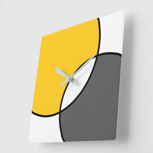 Gele grijze witte cirkels vierkante klok (Hoek)