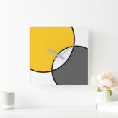 Gele grijze witte cirkels vierkante klok (Huis)