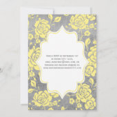 Gele grijze witte Floral Damask Wedding Invitation Kaart (Achterkant)