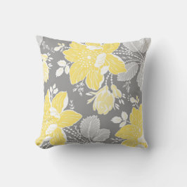 Gele grijze witte Floral Decoratief Pillow Kussen