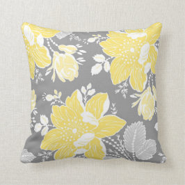 Gele grijze witte Floral Decoratief Pillow Kussen