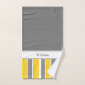 Gele grijze witte strepen Modern 2 Bad Handdoek (Handdoek)
