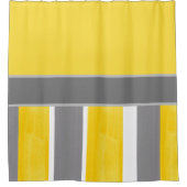 Gele grijze witte strepen Modern 2 Douchegordijn (Voorkant)