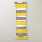Gele grijze witte strepen Modern 2 Lichaamskussen (Voorkant Verticaal)