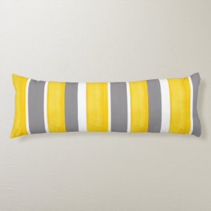 Gele grijze witte strepen Modern 2 Lichaamskussen