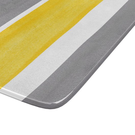 Gele grijze witte strepen Modern 2 Snijplank (Hoek)