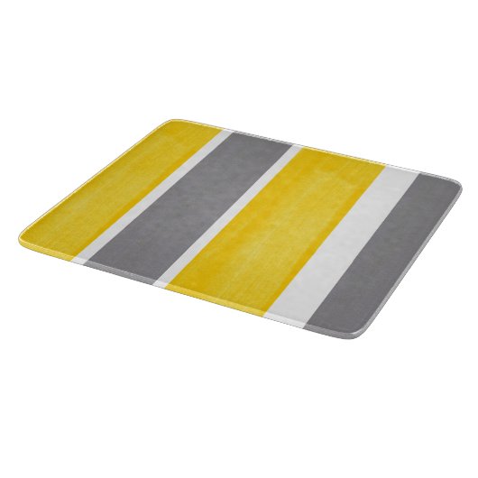 Gele grijze witte strepen Modern 2 Snijplank (Hoek)