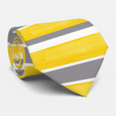 Gele grijze witte strepen Modern 2 Stropdas (Opgerold)
