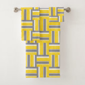 Gele Grijze Witte Strepen Modern Patroon Bad Handdoek (Insitu)