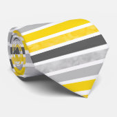 Gele grijze witte strepen stropdas (Opgerold)