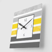 Gele grijze witte strepen vierkant wandklok (Hoek)